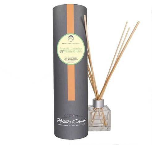 Potters Crouch Fressia, Jasmine & White Orchid No.115 Vegan Friendly Luxury Oil Diffuser Gift Set with Sticks 100ml