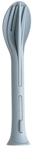 Koziol KLIKK POCKET Set de couverts 3 pièces | Cuillère, fourchette, couteau | pour les déplacements, emboîtables, légers | Plastique biocirculaire, passe au lave-vaisselle | Lunch, voyage
