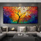 Impression sur toile intissee Carte Arbre de vie coloré rouge et bleu Arbre de vie moderne Tableau Salon Mural 60x120cm Sans cadre