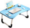 NTEK Laptop Bed Table | Portable Standing Desk with Foldable Legs & Cup Slot | Notebook Table for Laptop, Eating, Reading, Watching Movie on Bed/sofa (BLUE)