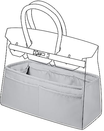 DGAZ Handtasche Tasche Organizer, Seide Innentasche für Birkin 20/25/30/35/40/45/50, Seidige Berührung Taschenorganizer Shaper Einsatz (Pearl Grey, BK30)