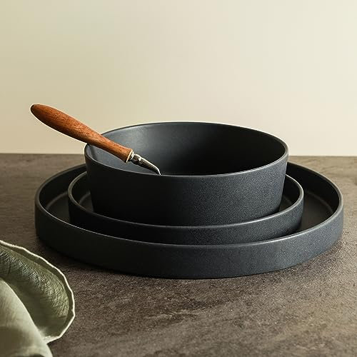 Stone by Mercer Project MODAN Tafelservice aus Steingut, Anthrazit, 12-teilig