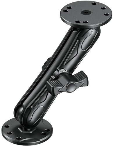 VAZESWIN Soporte de dispositivo electrónico de aleación de aluminio con placas redondas de bola de 1 pulgada, soporte de tableta de brazo largo de 5.9 pulgadas, soporte electrónico marino tamaño B