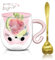 Afitdon Graziosa tazza per gatti a doppia parete, con motivi di gatto con cucchiaio, regalo per gli amanti dei gatti, 280 ml, per cappuccino, latte macchiato, tè, gelato e latte (rosa)