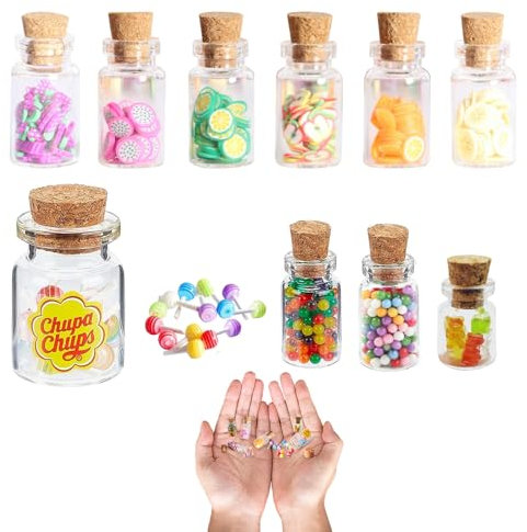 10 Stück Wichtel Zubehör Set, Puppenhaus Zubehör in 4 Stilen, Entzückendes Miniatur Puppenhaus Zubehör, Niedliche Miniatur Wichtel Zubehör, Miniatur Lebensmittel für Kinder, Pretend, DIY
