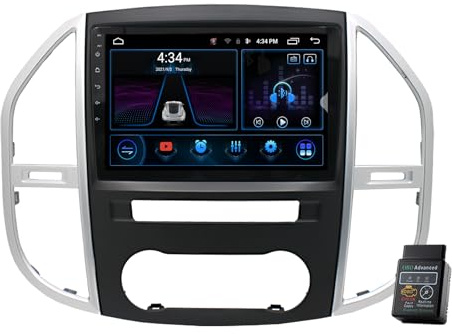Für Mercedes-Benz Vito W447 2014-2020 Autoradio USB Bluetooth 8 Core 9 Android 12 Autoradio DAB+Radio CarPlay Navi GPS HD Touchscreen Autoradio Bluetooth DAB+Radio WiFi,FM Radio (4GB RAM+64GB ROM)