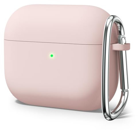 Oakxco für Airpods 3 Hülle Silikon Bunt Matt Glatt Dünn Weich Gummi Airpods 3 Generation Case, Mädchen Einfarbig Hart Plastik Slim TPU Aesthetic Silikonhülle mit Karabiner, Sand Pink