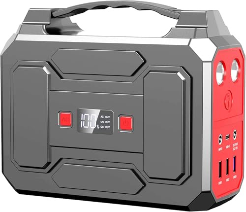Powkey Tragbare Powerstation 99Wh/27000mAh Tragbares Powerbank 100W Solargenerator mit 230V AC/QC 3.0 18W USB/Typ-C Ausgang für Camping Wohnmobile Angeln Notstromversorgung