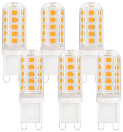 YzzYzz G9 LED Lampe warmweiß 2700K, LED Leuchtmittel 410Lumen, G9 Glühbirne 3W entspricht 40W Halogenlampe, kein Flackern, nicht dimmbar, Enegiesparende kleine Birne, 6er Pack