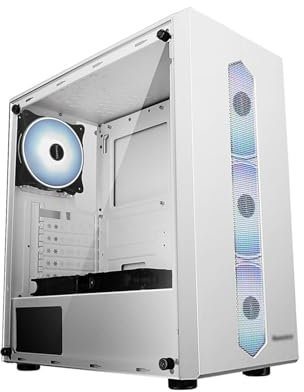ARrase Computer Case,tempered Glass Side Panel,pre-installed With 3x140mm Front and 1x120mm Rear Fan Power Supply Compartment 2x120mm Fan,Supports ATX,Micro-ATX,Mini-ITX