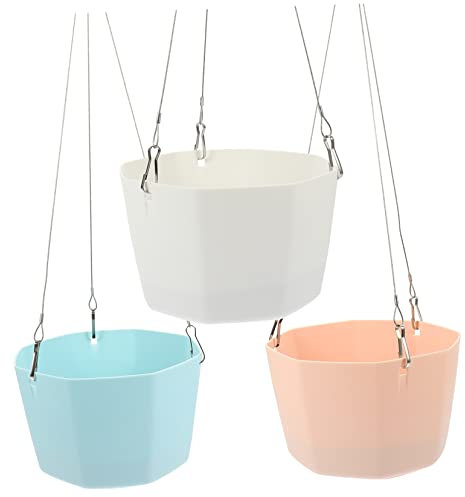 Sosoport 3sets Self-absorbent Flower Planter Hanging Baskets Grey for Home Office Garden