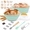 Foyucool Silikon-Banneton-Brotgärkörbe, 22,9 cm rund und 25,4 cm oval, Sauerteig-Blätterkorb-Set & 12-teiliges Brot-Malschablonen-Set, faltbare Brotschalen und Bastelzubehör