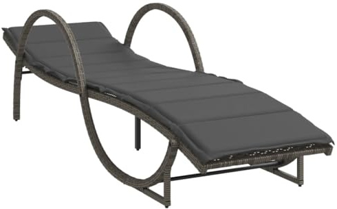 vidaXL Sonnenliege mit Auflage Grau 60x199x42 cm Poly Rattan