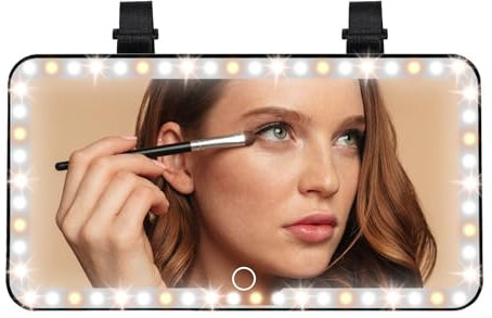 Kytpyi Rechargeable Sun Visor Mirror With LED (3 Light Modes) Touch Switch - 23.5 * 12.7cm Scratch-resistant Vanity Mirror for Universal Car