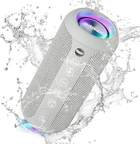 Ortizan X10 Cassa Bluetooth Portatile Cassa Altoparlante Bluetooth 5.3 Waterproof IPX7 Con Luce,Fino a 30h di Autonomia, 3 Effetti Sonori Stereo Hi-Fi Bassi, Vivavoce Microfono-Con AUX, TF(grigio)