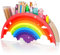 Yamitora Schreibtisch Organizer, Stiftehalter Kinder Stifte Organizer Regenbogen Stifteköcher Holz Stifte Organizer Schreibtisch Büro Organizer für Klassenzimmer Organisation Kinder-Stiftebox