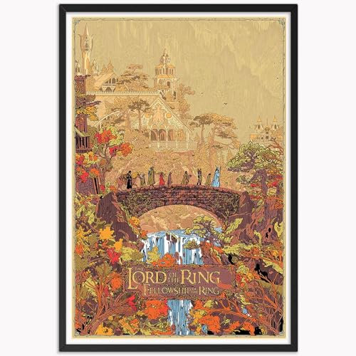 LXRTMDY Poster Herr des Ringes im Vintage-Stil, Illustratio, Leinwand-Kunst, Retro-Filmposter für Raumdekoration, ästhetische Mittelerde, Wanddekoration, Bild, Wohnheim, Teenager, Geschenke, 20,3 x