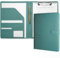 Mymazn Cartella Portadocumenti A4 Pu Pelle Portablocco A4 con Pinza Porta Documenti A4 Blocco Appunti Folio Document Organizer(Stampa Palma Verde Acqua)