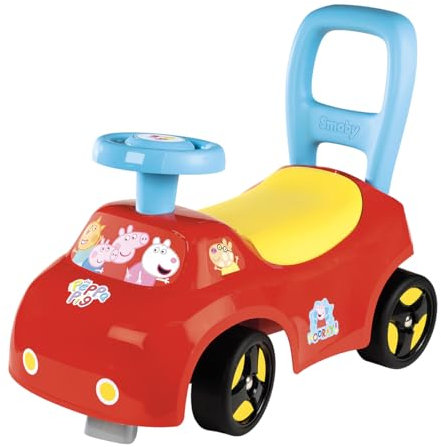 Smoby Peppa Pig Rutscher – wendiges Kinderfahrzeug mit Hupenlenkrad – Rückenstütze, Staufach, Kippschutz – für Kinder ab 10 Monaten