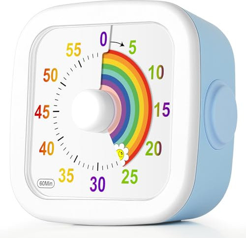 HOTUT Temporizador Visual, 60 Minutos Temporizador de Cuenta Regresiva, Herramienta de Gestión del Tiempo para Niños y Adultos, Visual con Estuche de Protección para Aaula, Cocina, Azul