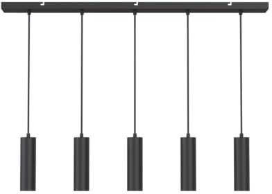 CALEX Pendelleuchte GU10, 5-flammig, Zylinder aus Aluminium, Höhenverstellbar, Matt Schwarz