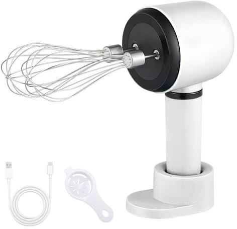 Kabelloser Handmixer, Elektrischer Schneebesen mit Ständer, 3 Geschwindigkeiten, Handquirl aus Edelstahl für Sahnekuchenteig