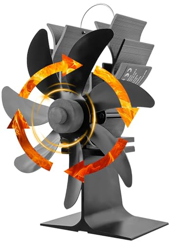Yabound Ventilatore per stufa, camino senza corrente, ventilatore con 7 fogli, funzionamento silenzioso, ventilatore da forno senza corrente per legno/camino