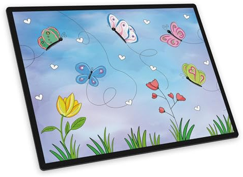 itenga Schreibunterlage – Schreibtischunterlage mit Schmetterling-Motiv, abwischbar & rutschfest, glatte Oberfläche, 40x53 cm – für Kinder & Erwachsene (Motiv Schmetterling - Floraya)