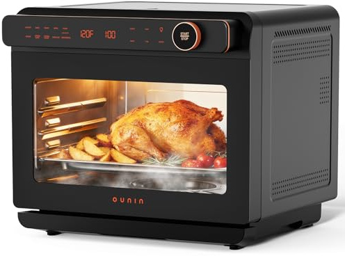 OUNIN 24L Steam and Air Fryer Combo Countertop Oven,11-in-1 Convection Baking and Steam,Bake,Broil,Dehydrate,304 Stainless Steel,Fast Cooking with Precise Electronic Temperature Control,for Gifting