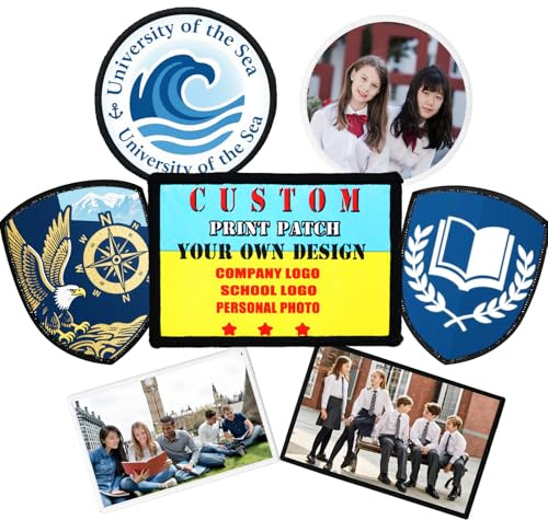 Custom Your Image Print Patch, Personalized Tactical Iron on/Sew on/Hook and Loop Backing Patches for Jackets Add Your Photo/Logo/Text Printing Fabric-Rectangle