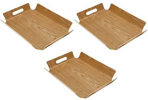 ISTOVO 3X Luxury Desk Table Bamboo in Bed Bread Wooden Tray Wood Fruit Breakfast Food Cake Coffee Tea Serving Tray with Handles