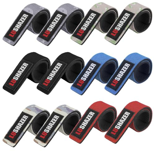 Pawfly 12 Stück Angelruten Gurte 6 Farben Klettband Angelruten Halter Elastische Neoprene Binder Wickel Gürtel für Spinnruten Stationärruten und Fliegenruten