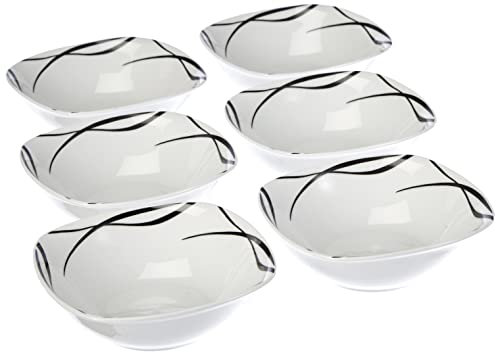 Mäser 991367 Serie Oslo, Müslischalen 6er-Set, Müslischüsseln, klassisch, zeitlos, elegant, Porzellan, schwarz-weiß