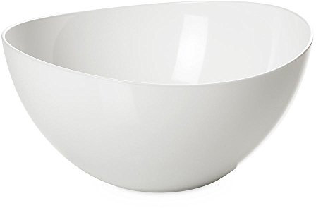 Omada Design Salatschüssel für Pasta und Salat, Schale aus zweifarbigem beständigem Kunststoff, Trendy Linie, 26cm Durchmesser, 3,5lt Kapazität, geeignet für Geschirrspüler, Weiße
