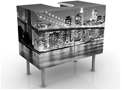 Waschbeckenunterschrank Nighttime Manhattan Bridge II 60x55x35cm Amerika New, Größe:55cm x 60cm