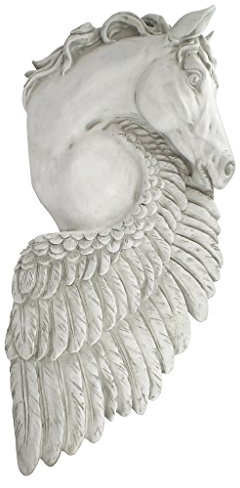 Design Toscano KY208448 Wandskulptur Flügel der Wut Pegasus Pferd, Harz, off weiß, 11,5 x 35,5 x 76 cm