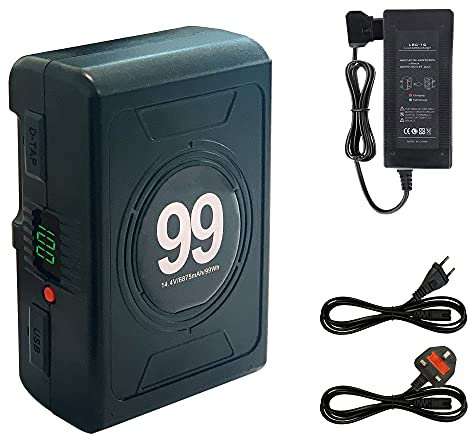 SLODA 99Wh (6875 mAh) V-Mount/V-Lock Akku Kit mit USB und D-Tap Ausgang für Sony Video Kamera Camcorder Broadcast LED Licht DSLR Ersatzstein für DSLR mit Adapter