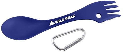 Wild Peak Plastic Spork - Lightweight & Strong All in one Spoon, Fork, Knife Cutlery with Optional Storage Bag ▲ (Midnight Blue, Without Storage Bag)
