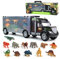 Akokie Dinosaur Toys for Boys Girls, Kids Toys Transport Carrier Truck with Dinosaur Animals Toy 12 Pcs Double Side Storage Set Birthday Christmas Easter Gifts for Kids Age 3+