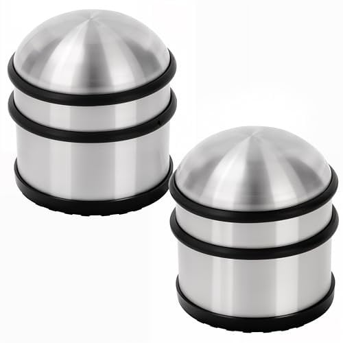 Belle Vous Türstopper Boden Chrom Türstopper Edelstahl (2 Stk) – D7 x H7,8 cm – Türstopper Boden Schwer Massiver Rutschfester Tür Stopper Turstopper mit Gummiringen für Zuhause, Schule, Büro