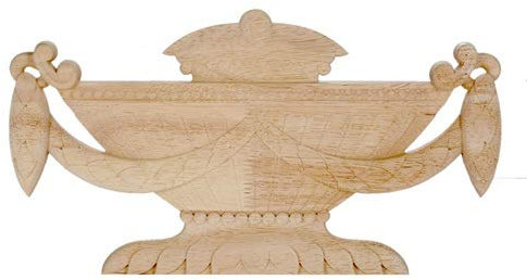 MUXSAM Wood Carved Appliques, 1-Pack Unpainted Center Woodcarvings Decals Onlays for Mirrors Walls Doors Cabinet Dresser Mantel Fireplace Bed Cupboard Wardrobe Frame Decoration DIY Project, Style-B