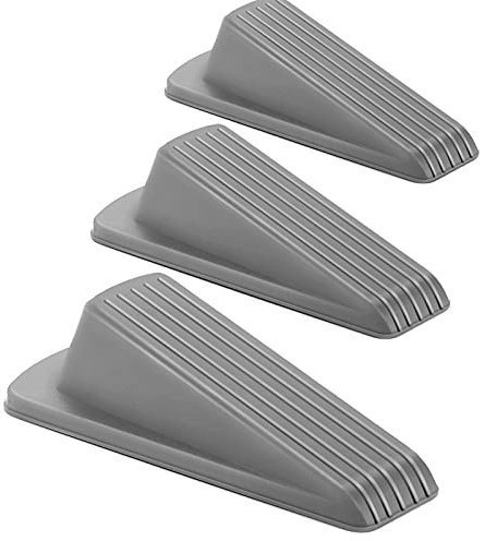 Crosize 3 Pack Rubber Door Stoppers for Floor, Door Stop Wedge for Heavy Duty Door, Gray