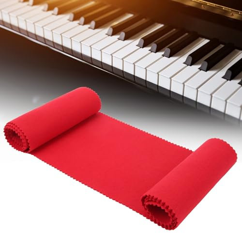 125 x 15 cm / 49.2 x 6.0 inches Piano Keyboard Cover, Piano Keyboard Dust Cover, Soft Cotton Dustproof Cloth Cleaning Care Overlay for 88 Key Electronic Keyboard (Red)