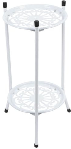 Delaman Supporto per Fiori a 2 Livelli, Supporto per Piante in Metallo Supporto per Vasi da Fiori Scaffale per Espositore Decorazione per la Casa Accessori da Giardino (Bianco)