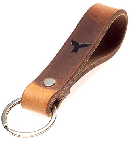 ELBERCRAFT® Schlüsselanhänger Leder WALFLOSSE der Schlüssel Organizer für deine Schlüsseltasche keychain made in Germany braun Gravur schwarz