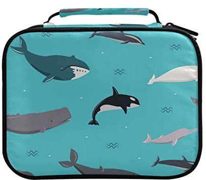 Federmäppchen mit Cartoon-Delfin-Wal-Tierdruck, großes Fassungsvermögen für Gelstifte, Stifte, Tasche, Marker, Organizer, Farbe 1, Einheitsgröße, Taschen-Organizer