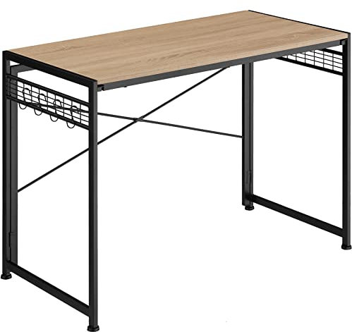 tectake® Mesa Escritorio de Madera con Estructura Resistente, Mesa de Ordenador para Oficina, Diseño Industrial, Mesa de Escritorio Moderna - 102 x 51 x 77 cm Madera Industrial Clara, Roble Sonoma