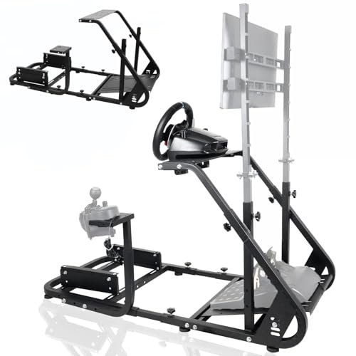 Gazzyt G27 Racing Simulator Cockpit with Installable Monitor Stand Section fit for Logitech G29 G920 Thrustmaster Fanatec Racing Wheel Frame,without Wheels Pedals Shifter Monitor Stand Seat and TV
