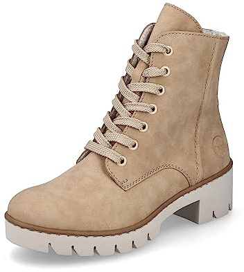 Rieker Damen Schnürstiefeletten X5702, Frauen Stiefeletten,schnürboots,Boots,Stiefel,Bootee,Booties,halbstiefel,beige (60),40 EU / 6.5 UK