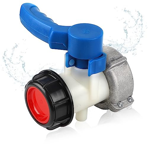 SWAWIS IBC Adapter IBC Tank Zubehör Tank Ablasshahn IBC Absperrhahn Auslaufhahn Klappenhahn für IBC Container, Wassertank, Regentonne, Kanister DN40 (62mm)